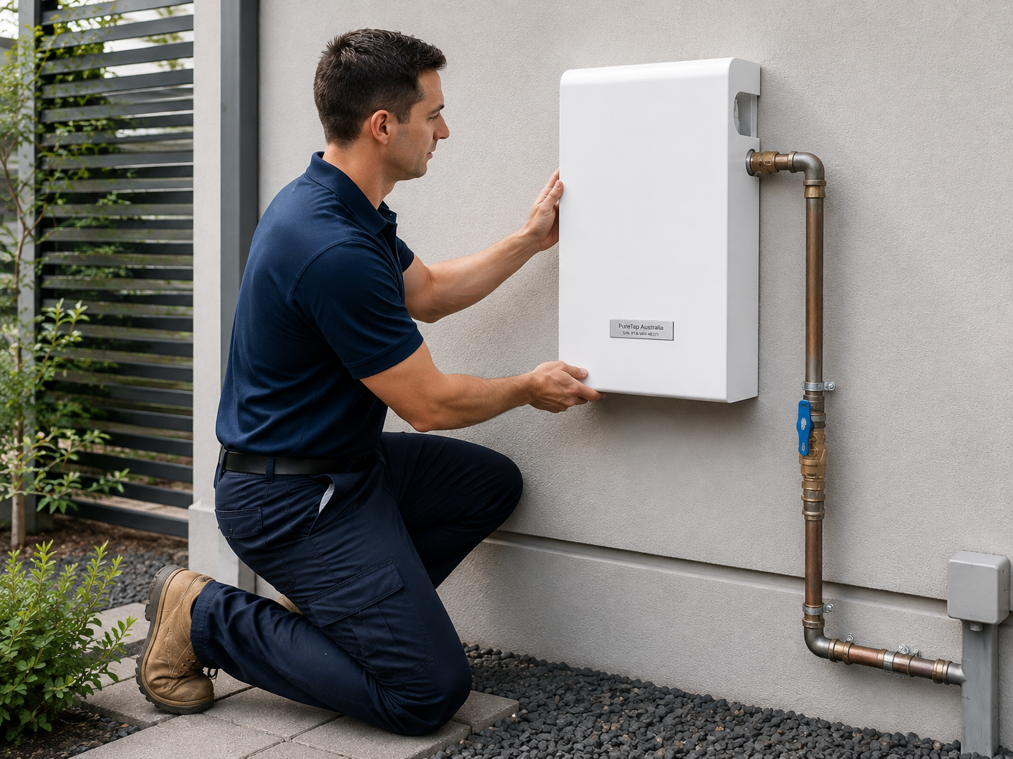 PureTap technician installing a whole house filtration system